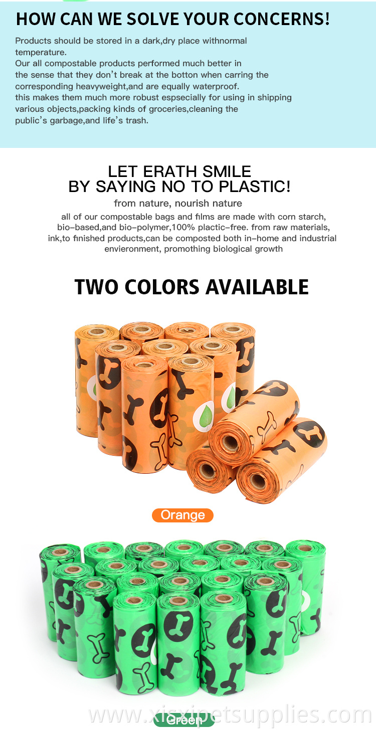 Factory Wholesale Custom Printed Scented Biodegradable Dog Poop Waste Bag With Dispenser
